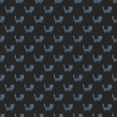 Cute cat seamless pattern. Cartoon cats background design, vector illustration
