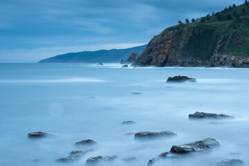 Cantabrian Sea, coast of Gipuzkoa and Mount Ulia, Euskadi