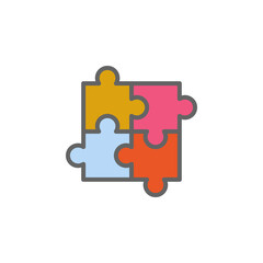 Puzzle strategy of outline colored icon. Elements of Business illustration line colored icon. Signs and symbols can be used for web, logo, mobile app, UI, UX