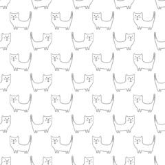 Cute cat seamless pattern. Cartoon cats background design, vector illustration