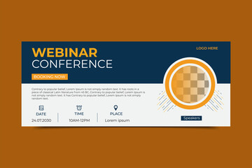 Business webinar conference invitation design. Webinar conference web banner or online Business invitation or live conference banner design