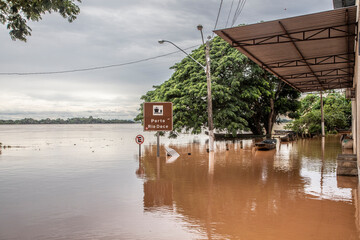 Flood with rainwater in the Doce river in the city of Linhares. The mud transformed place in chaos