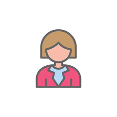 Woman outline colored icon. Elements of Business illustration line colored icon. Signs and symbols can be used for web, logo, mobile app, UI, UX