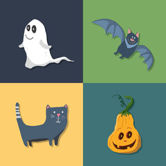 Halloween icons set, design elements, vector illustration