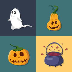 Halloween icons set, design elements, vector illustration