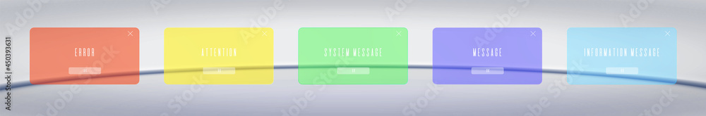 Wall mural translucent system dialog box of glass. information, attention and error message pop-ups