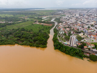 Flood with rainwater in the Doce river in the city of Linhares. The mud transformed place in chaos