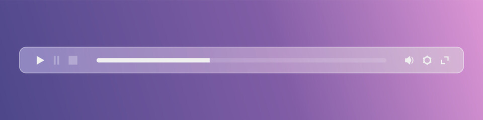 Obraz premium Minimized video player interface of translucent frosted glass. Ground glass multimedia player bar.