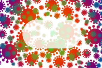 Coronavirus cells pattern with place for text on white background