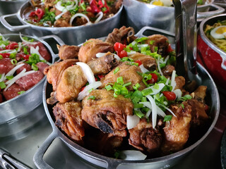 Fried chicken served in aluminum pan