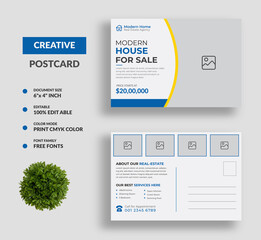 Real Estate and Modern Home Sale Postcard Design Template