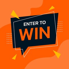 Enter to win orange vector template for promotion banner