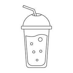 A glass with a drink. Contour drawing. Summer cocktail. Vector illustration
