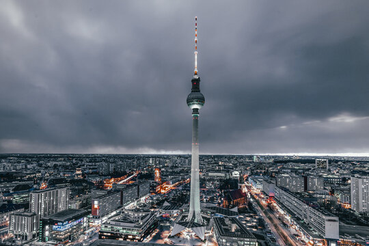 Berlin tv tower on a gloomy day