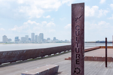 "Culture" Engraved on Post in New Orleans Park