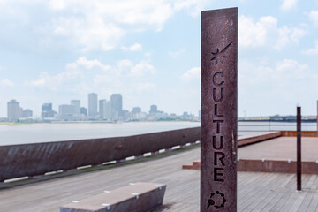 "Culture" Engraved on Post in New Orleans Park © William A. Morgan
