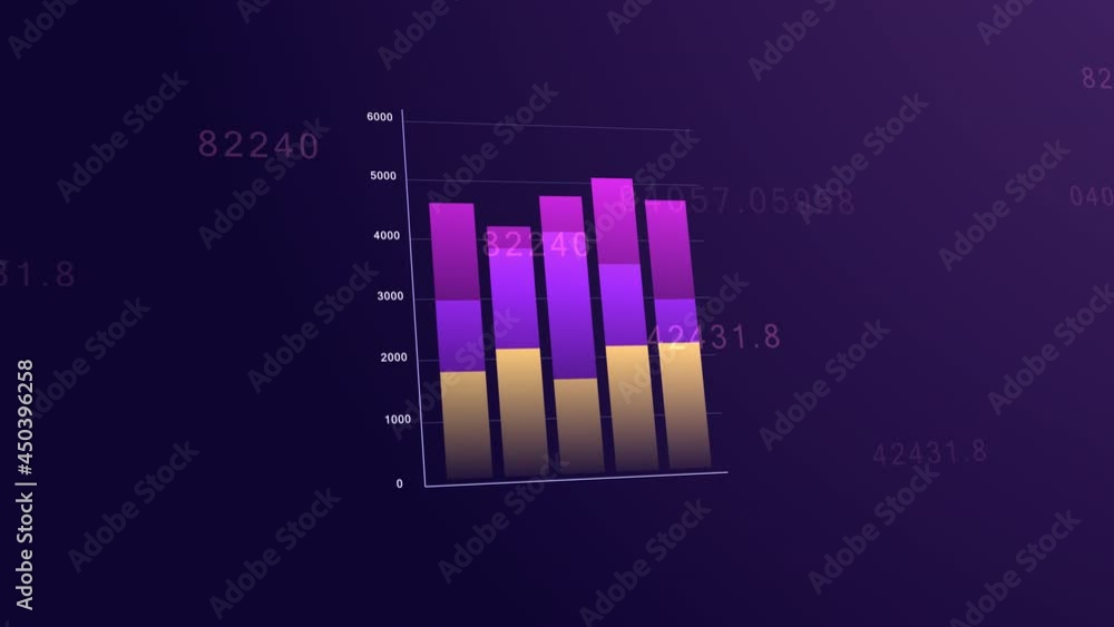 Poster animation of graphics, financial diagram and charts showing profits and losses. elements for user in