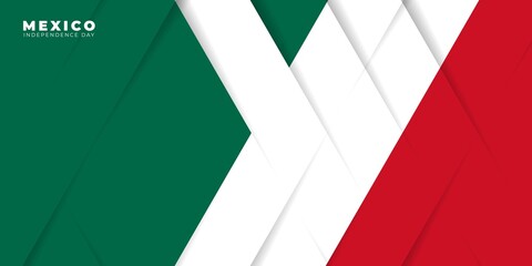 Background for Mexico Independence day with green, white and red geometric design