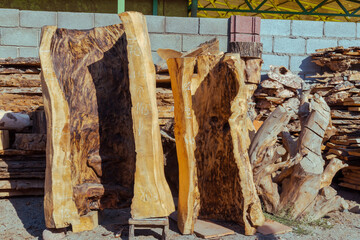 Stack of wood drying in sun