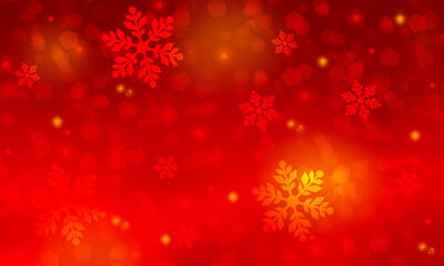 Naklejka na ściany i meble Red christmas background with lights and snowflakes.