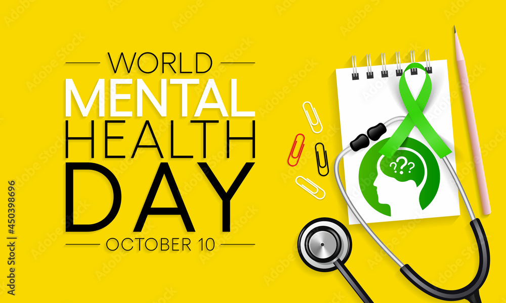 Wall mural world mental health day is observed every year on october 10, a mental illness is a health problem t