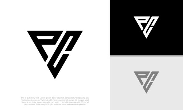 Initials PC logo design. Initial Letter Logo. Innovative high tech logo template.