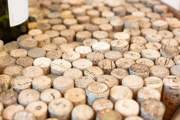 A view of a background of cork toppers from wine bottles.