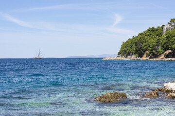 Beautiful panoramic seascape, Adriatic sea coast of Croatia