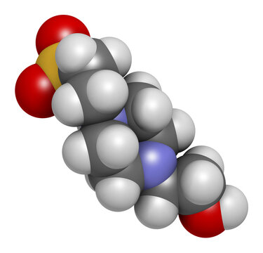 HEPES buffering agent molecule. 3D rendering.
