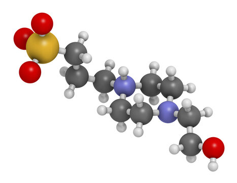HEPPS buffering agent molecule. 3D rendering.
