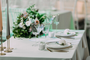Stylish decor of the wedding banquet hall