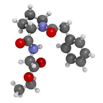 Omberacetam nootropic drug molecule. 3D rendering.