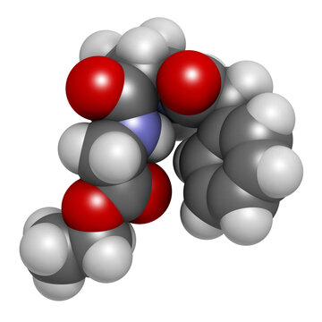 Omberacetam nootropic drug molecule. 3D rendering.