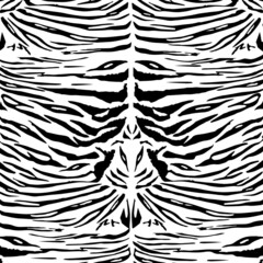 Abstract animal skin  zebra or bengal tiger seamless pattern design. Black and white seamless camouflage background. Safari exotic jungle texture. Repeat design decor wrapping paper, textile print.