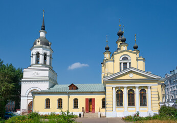 Fototapeta na wymiar Nizhnyaya Krasnoselskaya Street in Moscow, view of Church of the Intercession of the Blessed Virgin Mary in Krasnoye Selo