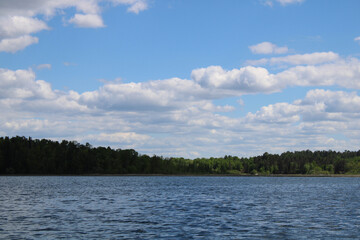 Blue Minnesota Lake with Cloudy Sky
