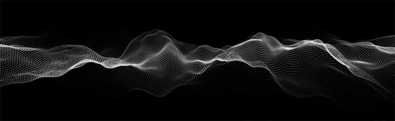 Abstract background of points. Vector wave of particles. Network. Cyber structure. Big data stream.