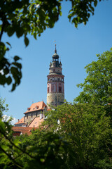 castle tower in Česk&yacute; Krumlov in Czech republic