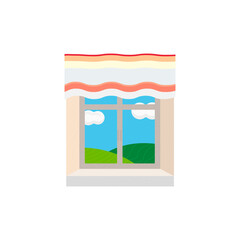 window with curtains  flat vector illustration
