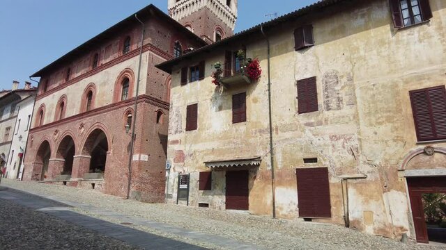 Scenic sight in the beautiful city of Saluzzo, Province of Cuneo, Piedmont, Italy.