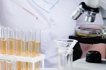 Closeup of a laboratory assistant conducting an experiment