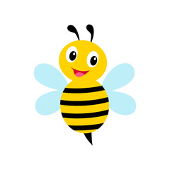 Bee insect, cute cartoon illustration isolated on white background