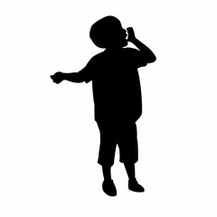 a boy cheering, silhouette vector