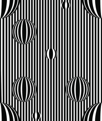 vector - optical art, optical illusion pattern, black and white background
