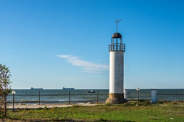 Lighthouse Karabush in  Morskoe village, Odessa region, Ukraine