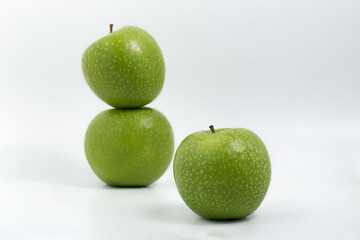 green apple on white background