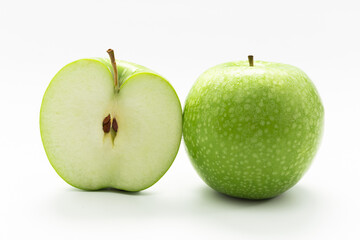 green apple on white background