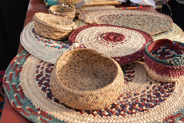 Fototapeta na wymiar Traditional handicrafts for sale at the market, Qatar