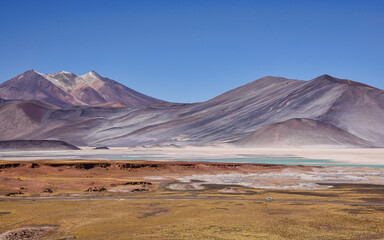 Stunning landscape at the Salar Aguas Calientes, Atacama Desert, Chile