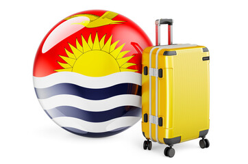Suitcase with Kiribatian flag. Kiribati travel concept, 3D rendering